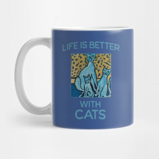 Abstract Naive Blue Life is Better with Cats Mug